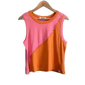 Daydreamer Women's XL half & half Muscle Tank Top Pink & Orange